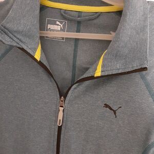 Puma jacket womens m l blue zip up track athleisure athletic running classic top